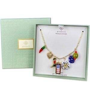 🎲▪️ Atterri ▪️ Beautiful Ceramic Lucky Gold Charm 17" Necklace